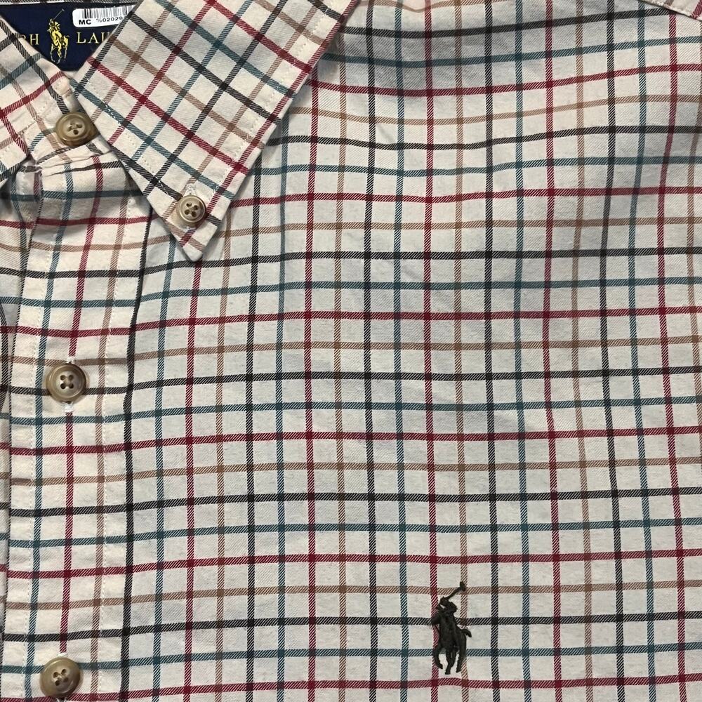 Ralph Lauren XXL‎ Red Green Brown Plaid Button Down Shirt Thanksgiving Holiday